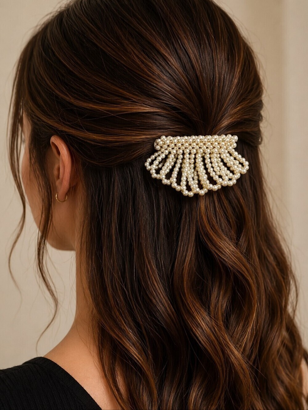 Vintage Pearl Fringe Flapper Barrette